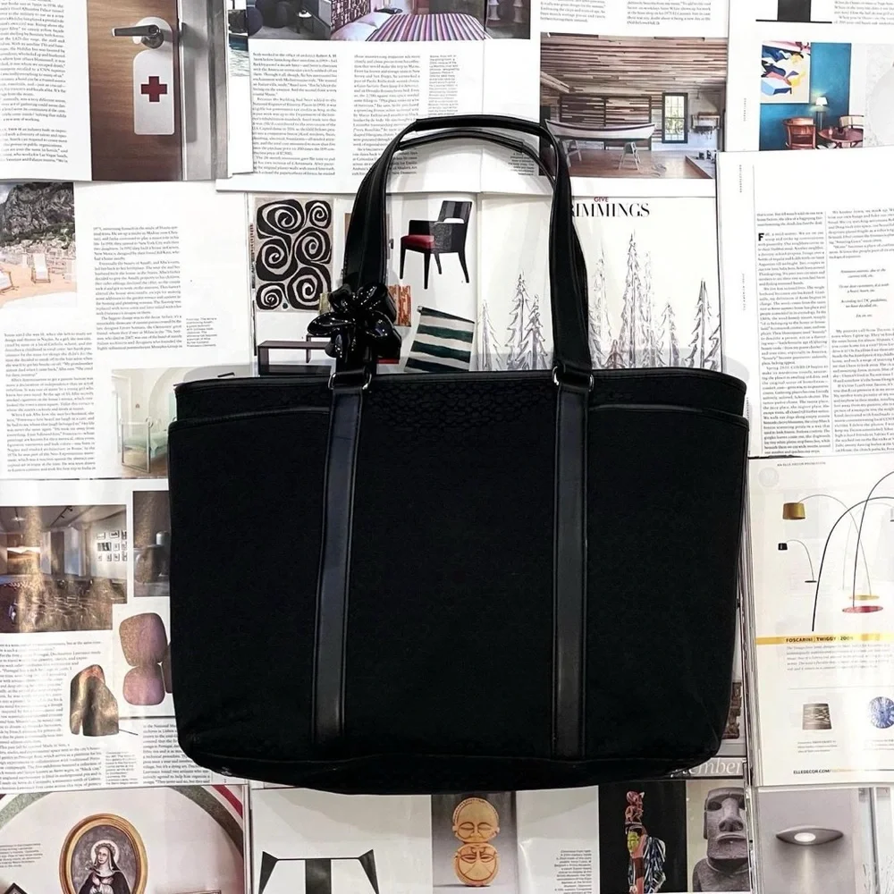 COACH Signature 2008 large black monogram canvas & leather tote bag